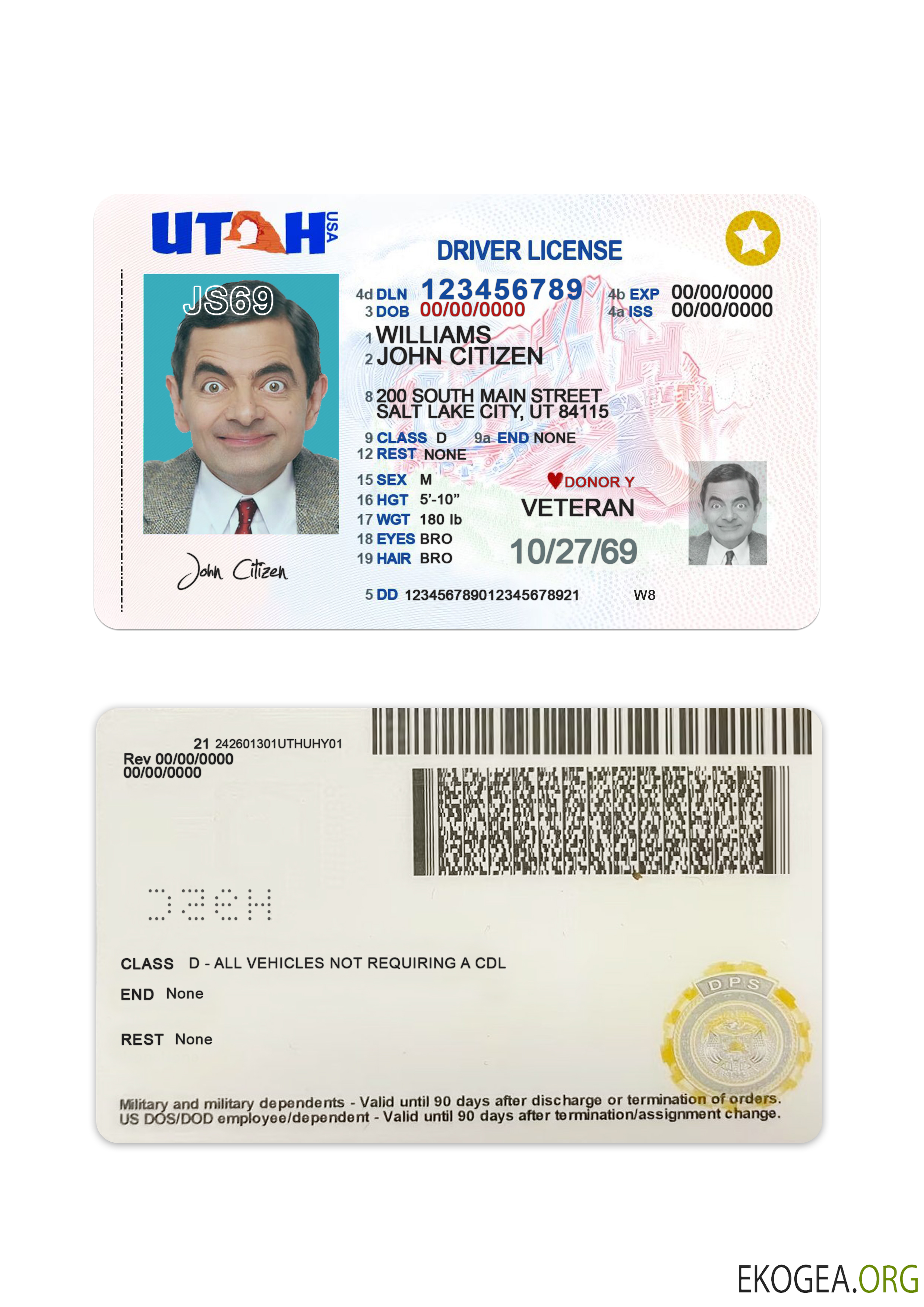 USA Utah driving license 2021 present1
